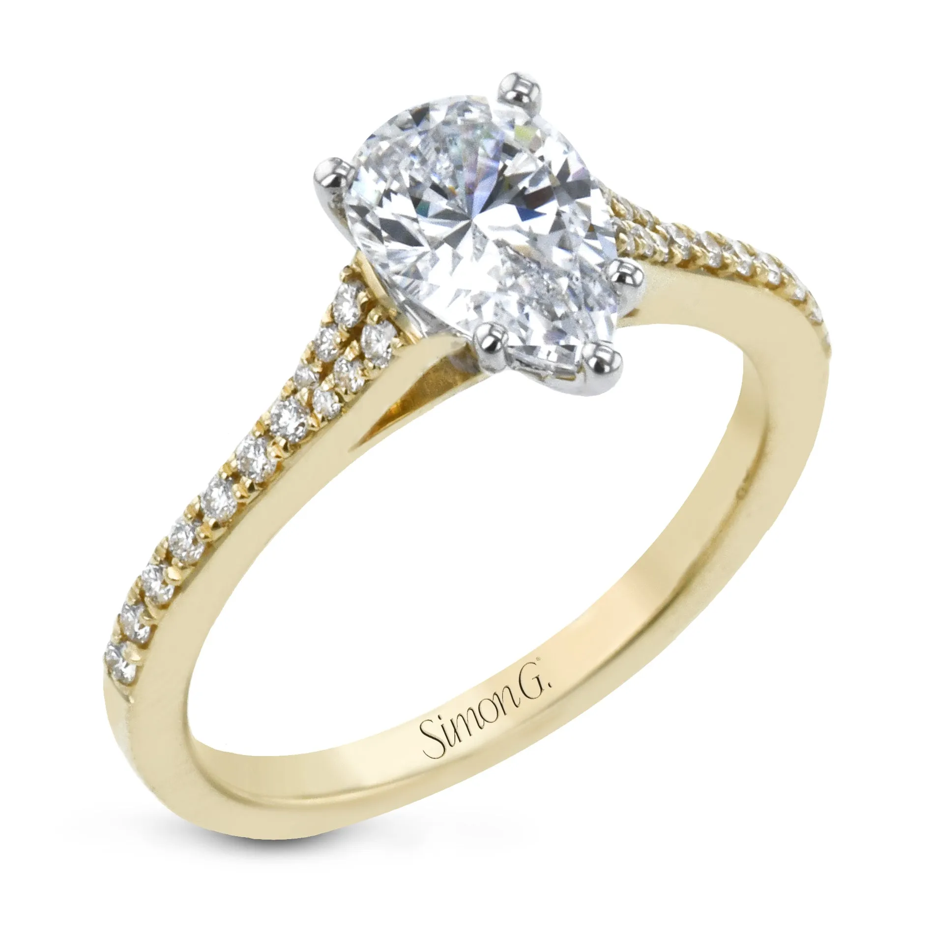 Pear-Cut Engagement Ring In 18k Gold With Diamonds