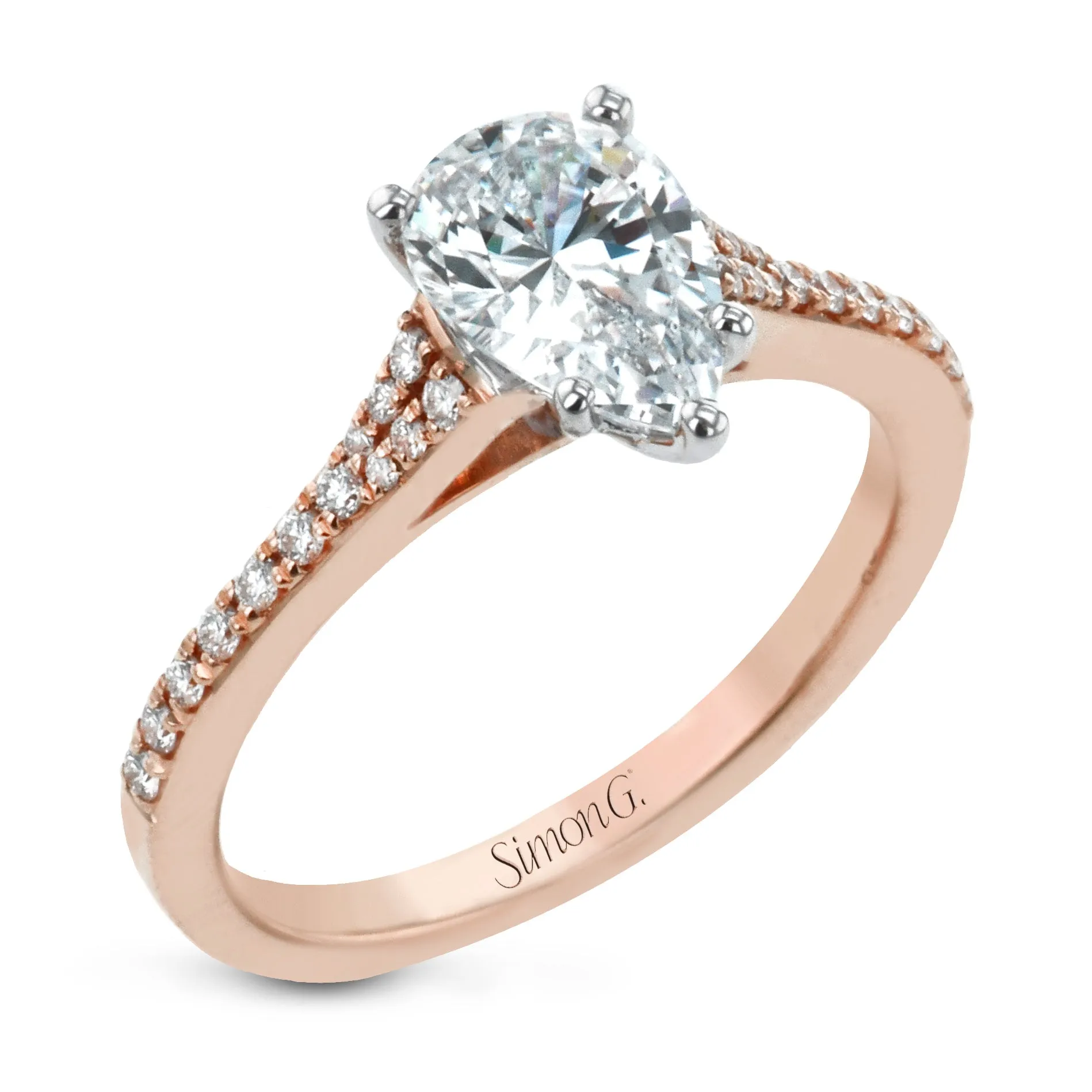 Pear-Cut Engagement Ring In 18k Gold With Diamonds